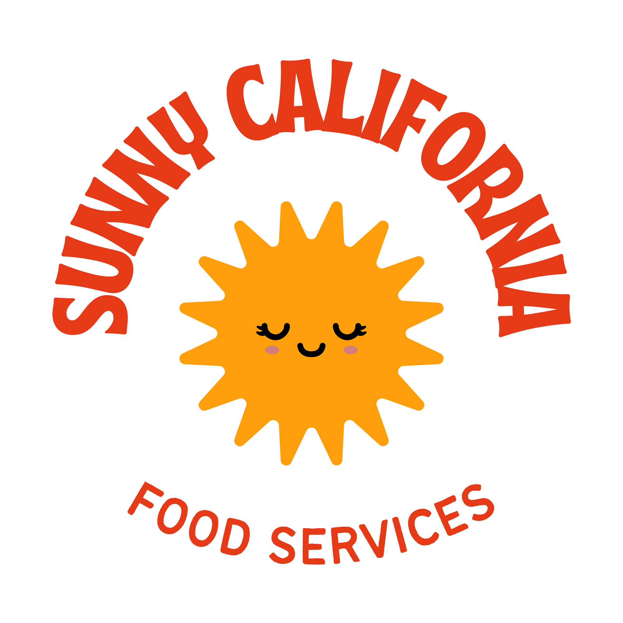 United California Food Services logo featuring a smiling sun icon and curved red text reading "United California" and "Food Services"