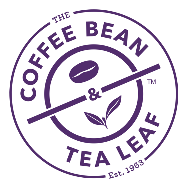 Logo for The Coffee Bean & Tea Leaf featuring a coffee bean and tea leaf inside a circle, with the brand name and establishment year 1963.