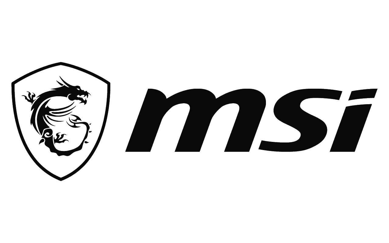MSI logo with a dragon shield emblem and the letters 'msi' in bold black font.