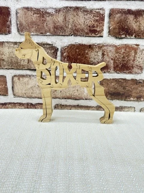 Wooden Boxer "Standard Ears" Dog Puzzle