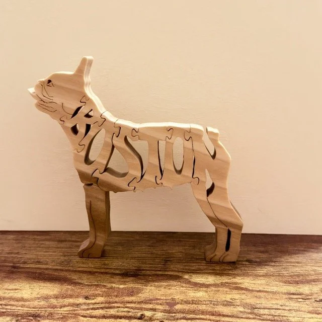 Wooden Boston Terrier Dog Puzzle