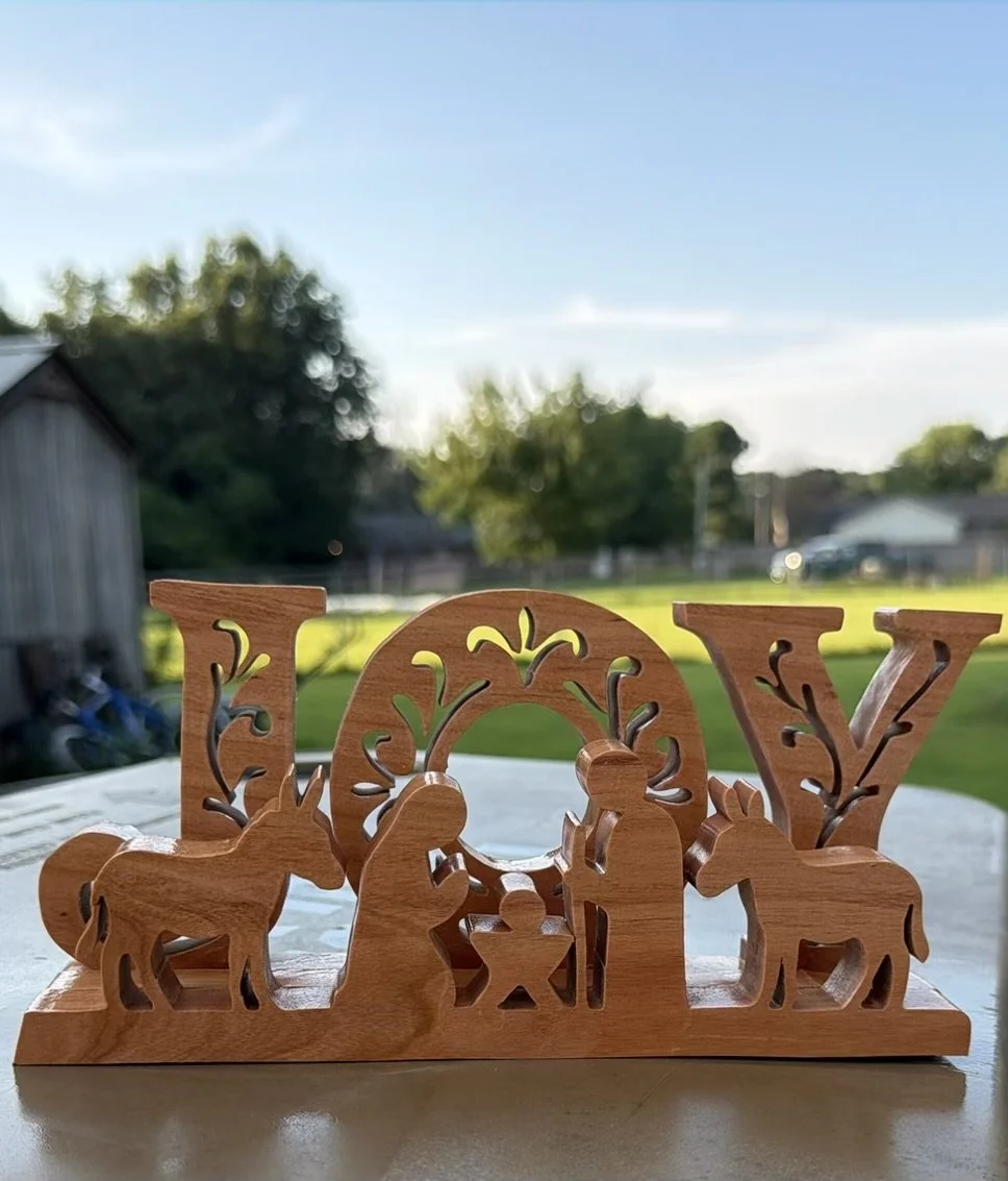 Handcrafted Nativity JOY Sign