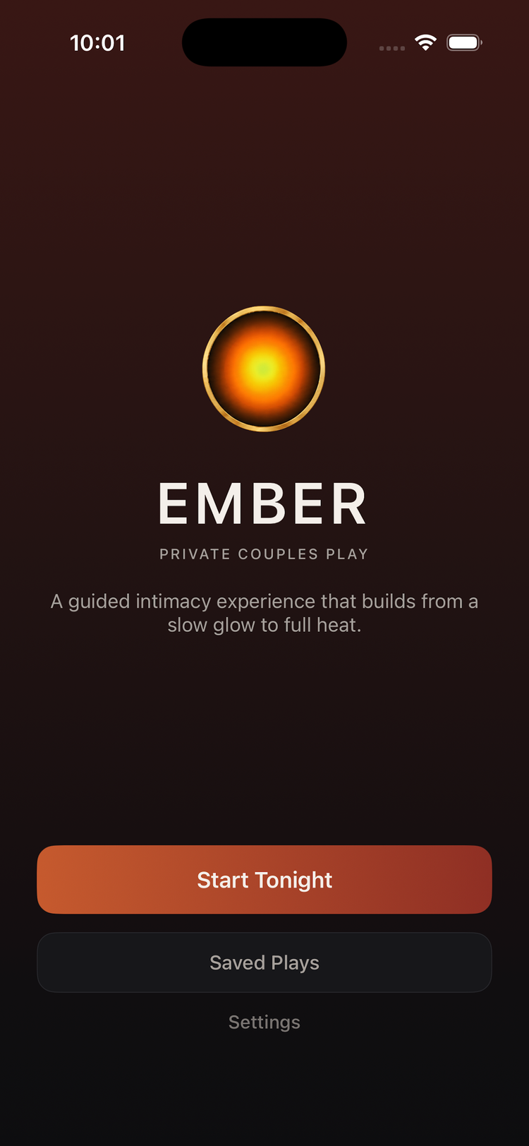 Ember app — home screen