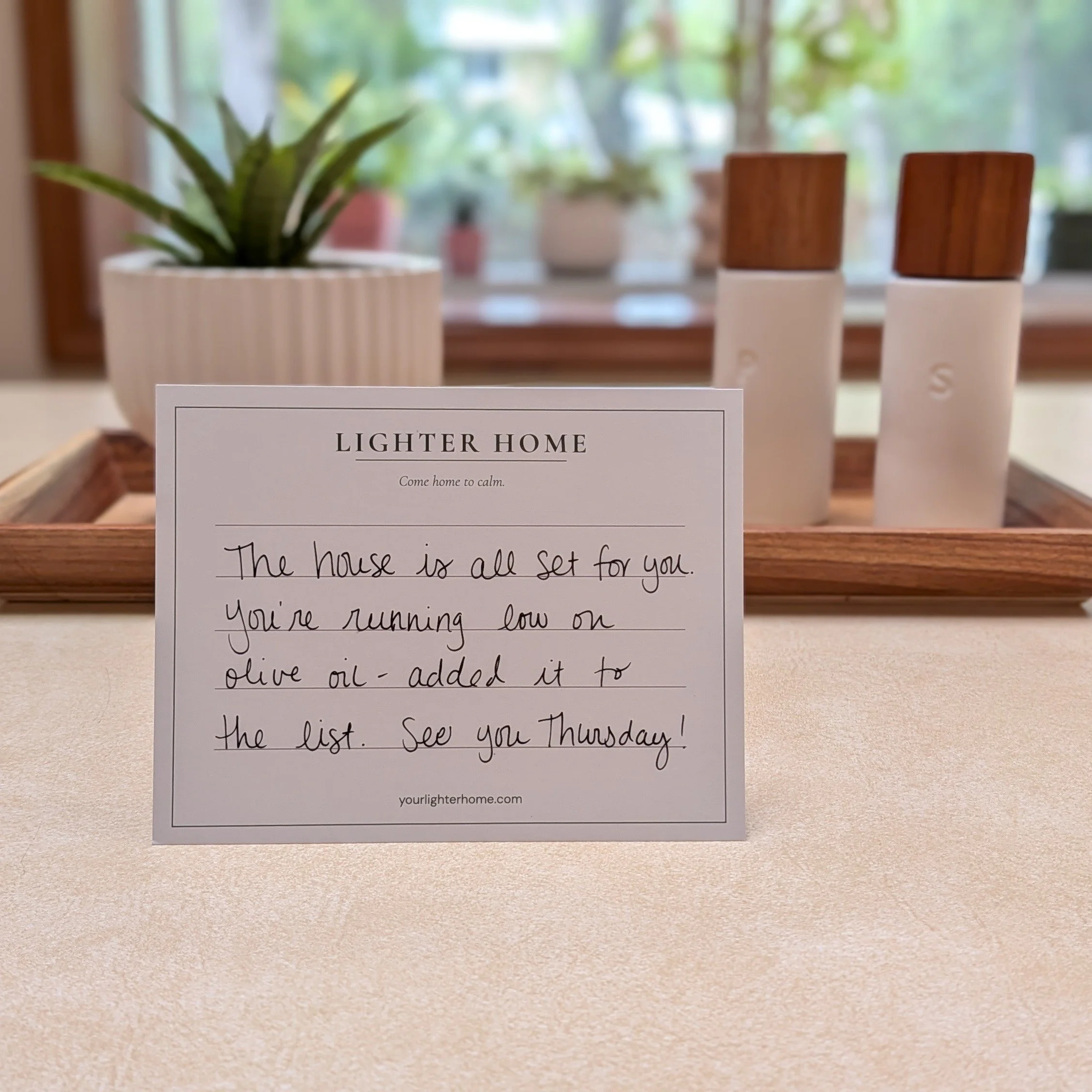 What if feels like to come home after a Lighter Home visit. #comehometocalm

✅ House reset.

✅ Fridge checked. 

✅ And a note so you always know what was handled.