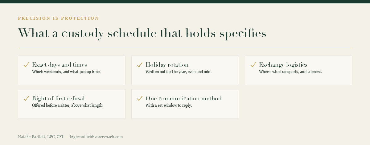 What a custody schedule that holds specifies