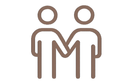 Two stick figures shaking hands, symbolizing partnership or agreement.