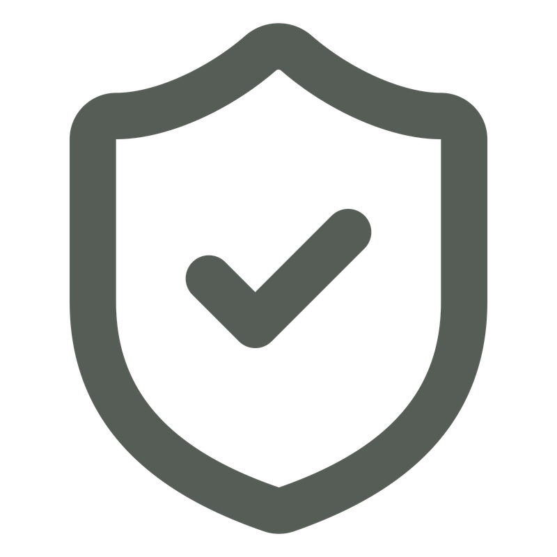 A shield icon with a checkmark inside, symbolizing security or protection.