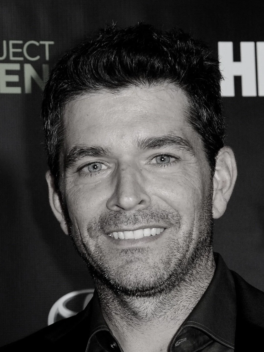 Black and white close-up photo of Marc Joubert