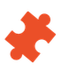Single orange puzzle piece isolated on black background