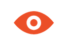 Red eye symbol with a centered circle.