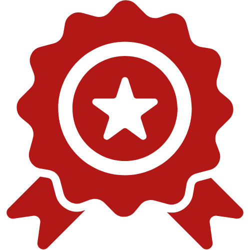 Red award ribbon with a star in the center.