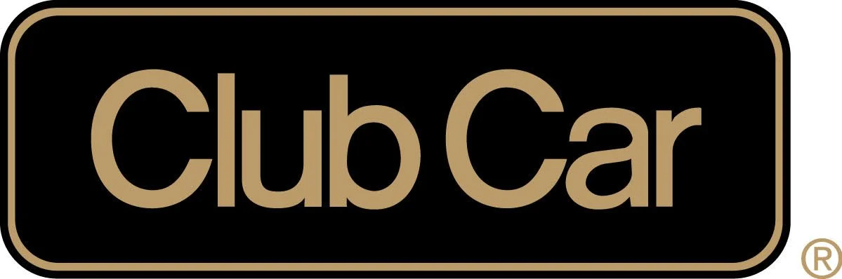 A black rectangular sign with a gold border and the words "Club Car" written in gold letters.