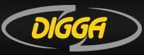 Digga logo with yellow text on a black oval background