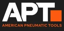 Logo of American Pneumatic Tools (APT) with black, white, and orange text