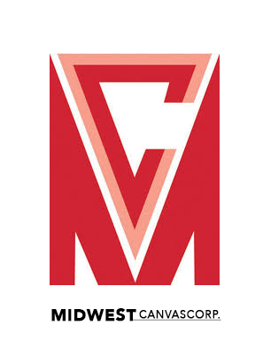Midwest Canvas Corp logo with a stylized red and white triangular emblem above the company name.