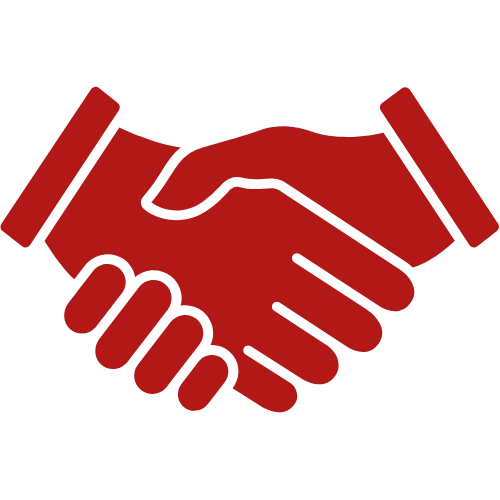 Illustration of two hands shaking, symbolizing agreement or partnership.