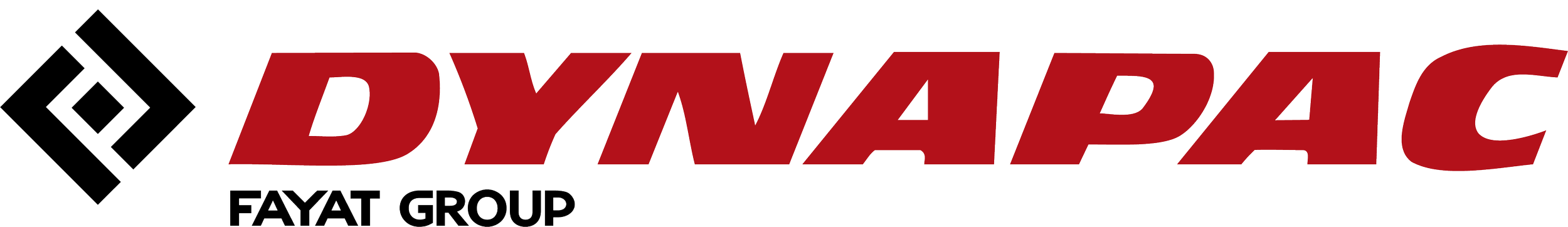 Logo of Dynapac, a paving equipment company, with the text "DYNAPAC" in large red letters and "FAYAT GROUP" in smaller black letters below.
