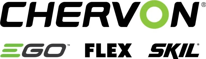 Logo with the text 'CHERVON' above the words 'EGO FLEX SKIL' in various fonts and colors.