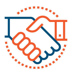 Founding partner icon of 2 shaking hands