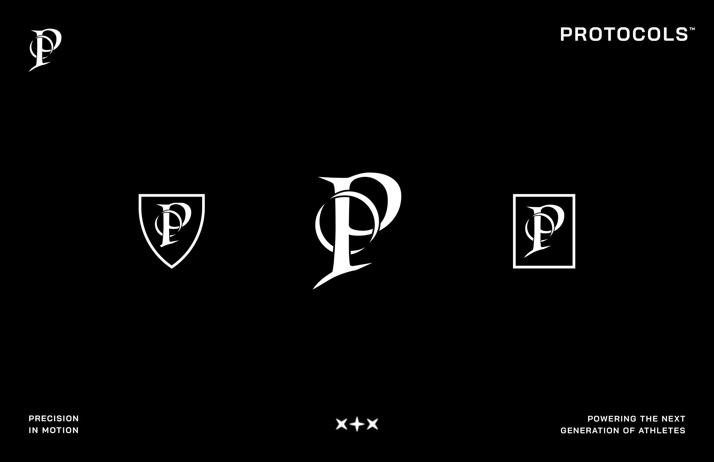 Black background with white logos and text including 'Protocls', three logos at the bottom, and phrases 'Precision in motion' and 'Powering the next generation of athletes'.