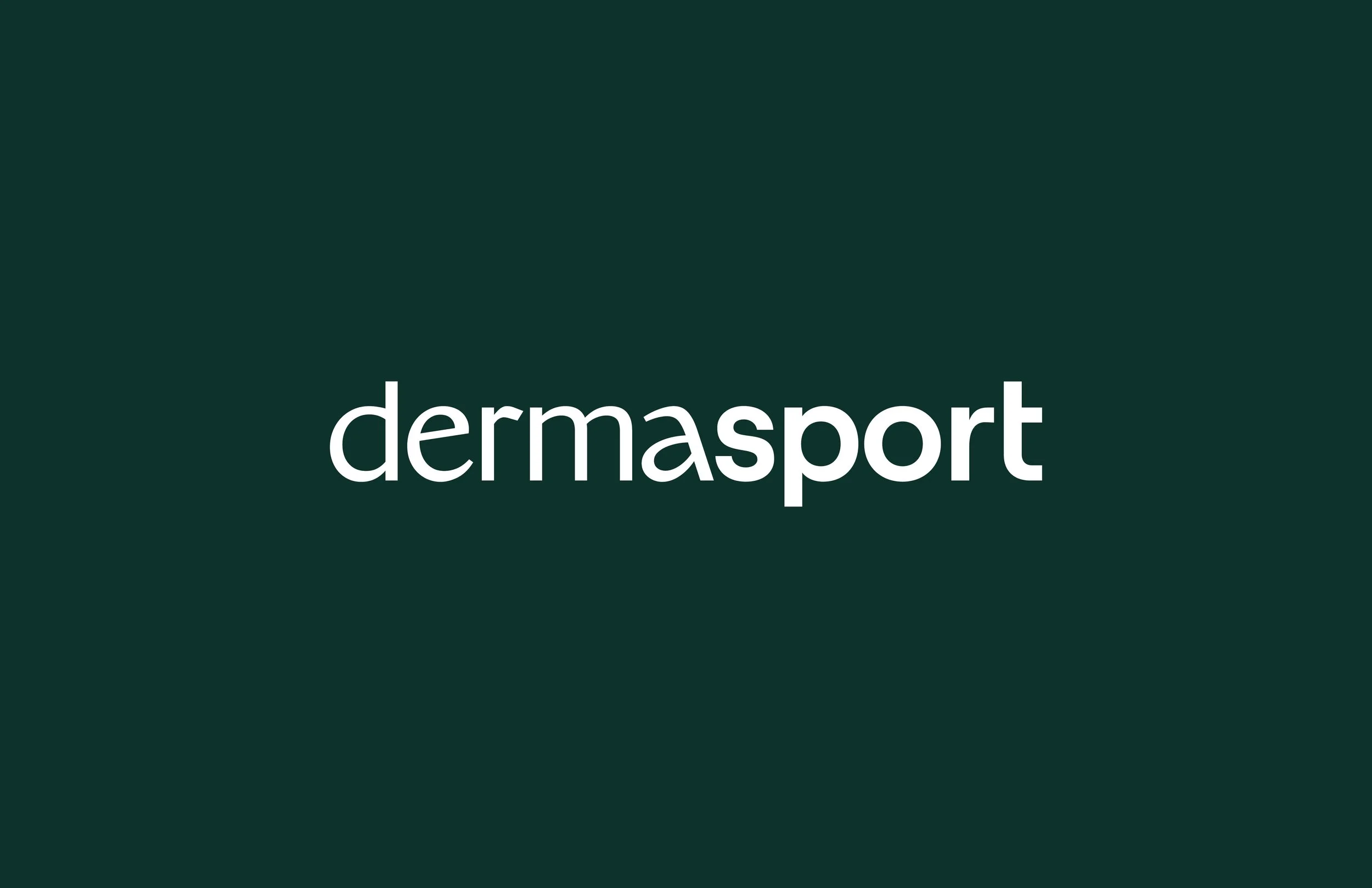 Dark green background with the word 'dermasport' written in white lowercase letters.