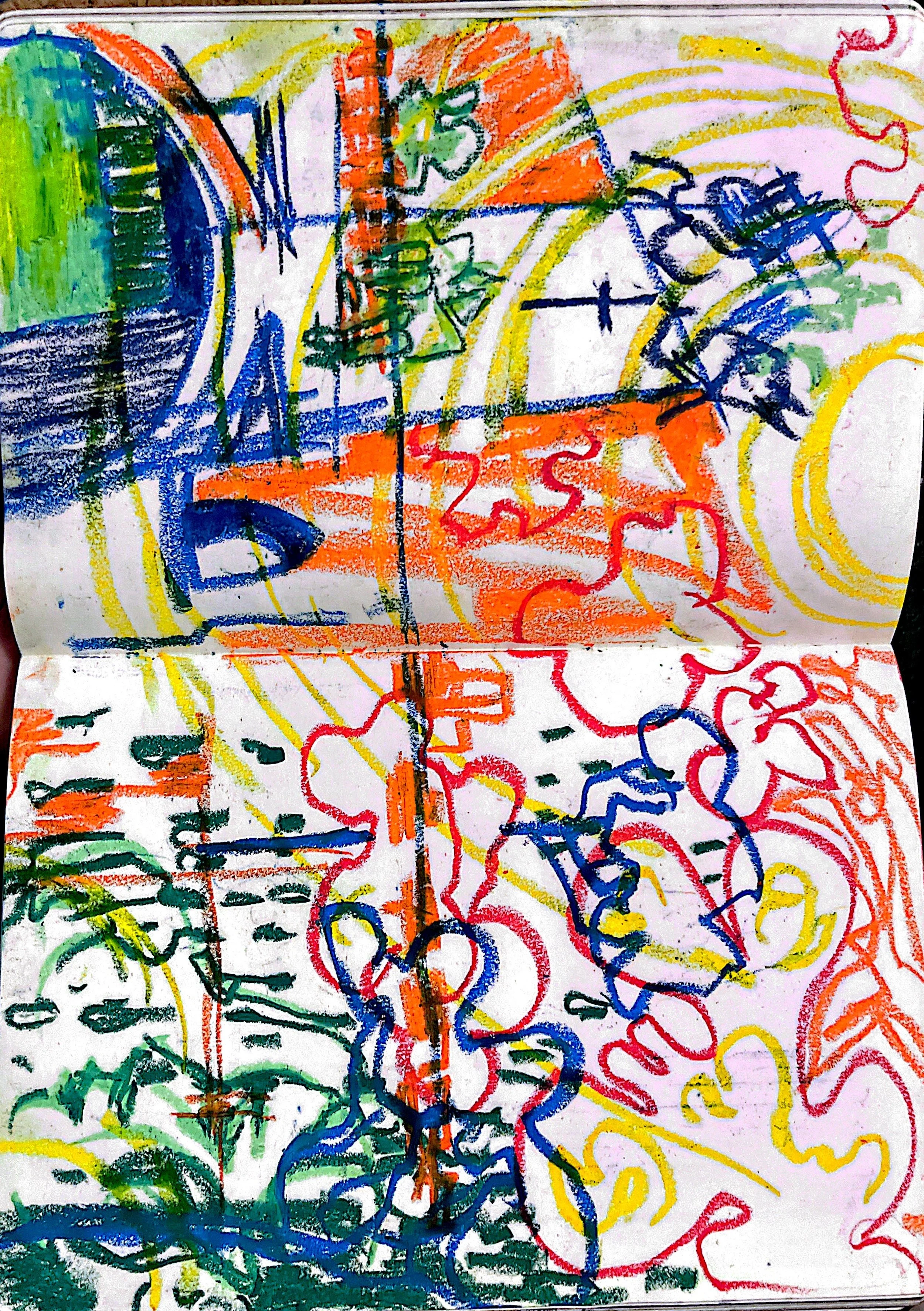 Rome Sketch, Oil Pastel