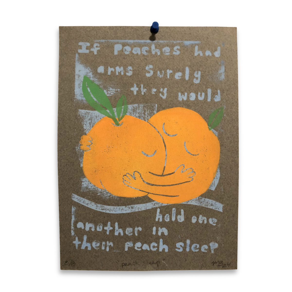 Peach Sleep, Collograph Print