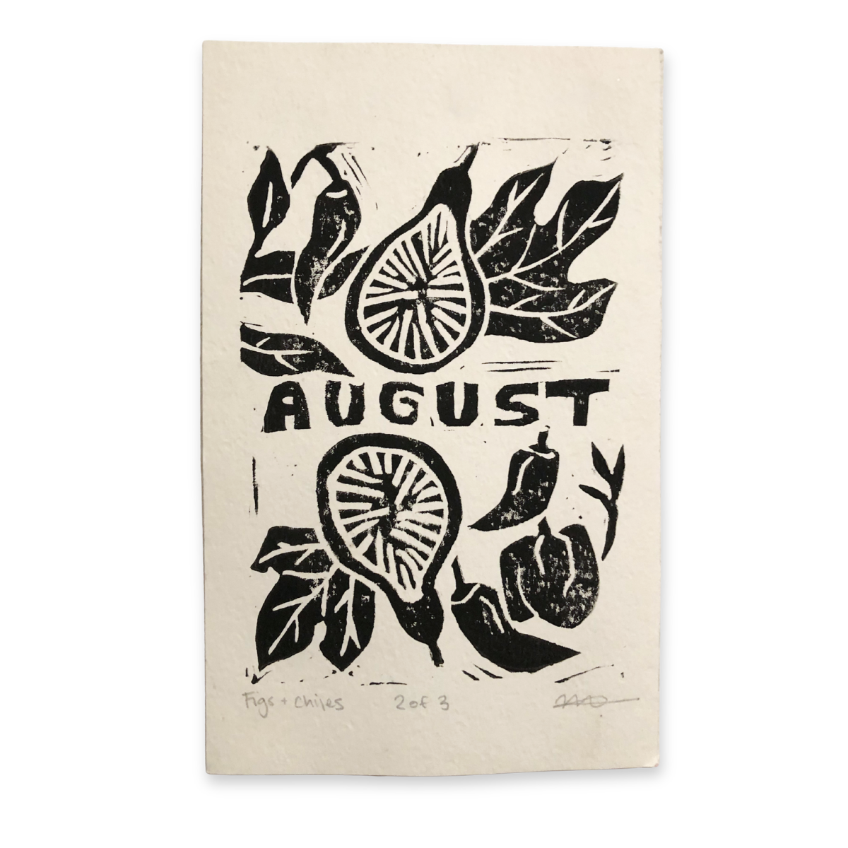 Figs & Chiles, Linocut Print
