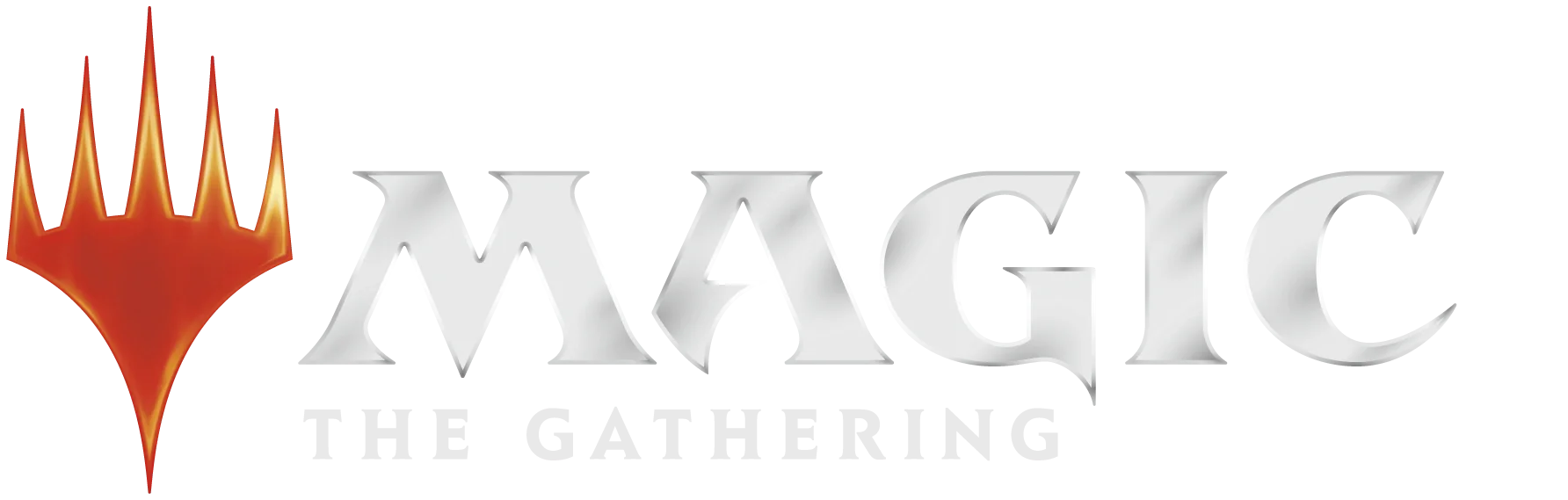 Magic: The Gathering logo with a red-orange planeswalker symbol and white text on a black background