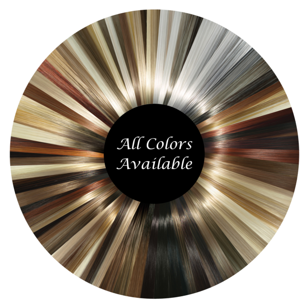 A circular color palette with radial color streaks and the words 'All Colors Available' in the center.