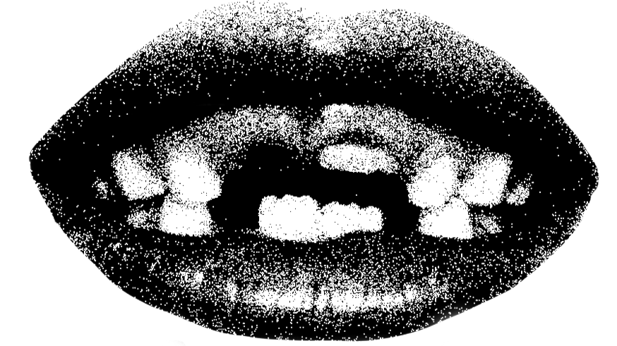 A digital rendering of lips with a pattern of small, scattered points.