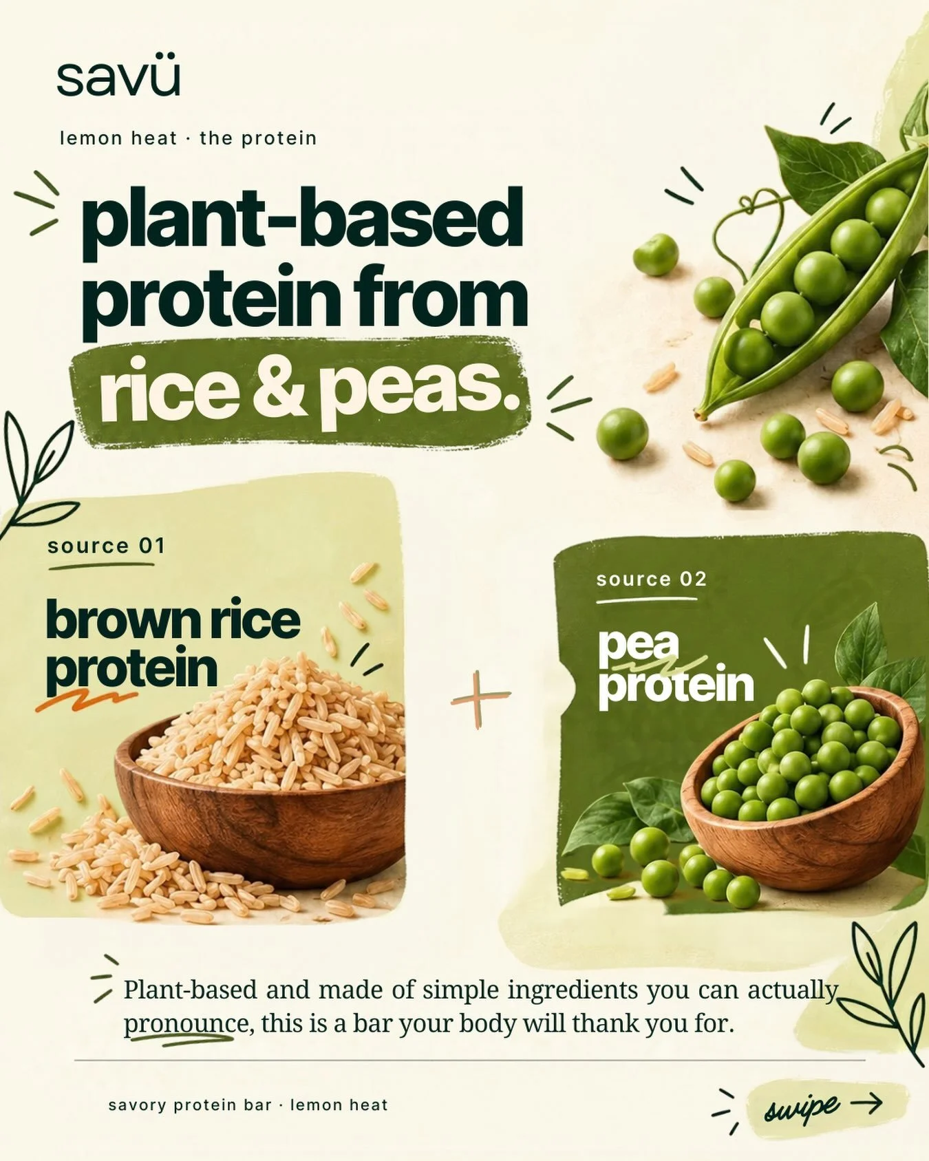 Two plants, one protein team🫂💚🥰

The protein sources in Lemon Heat come from brown rice and peas, and together they cover more ground than either one does alone.

🌾Brown rice protein is gentle on digestion and happens to be rich in methionine, an