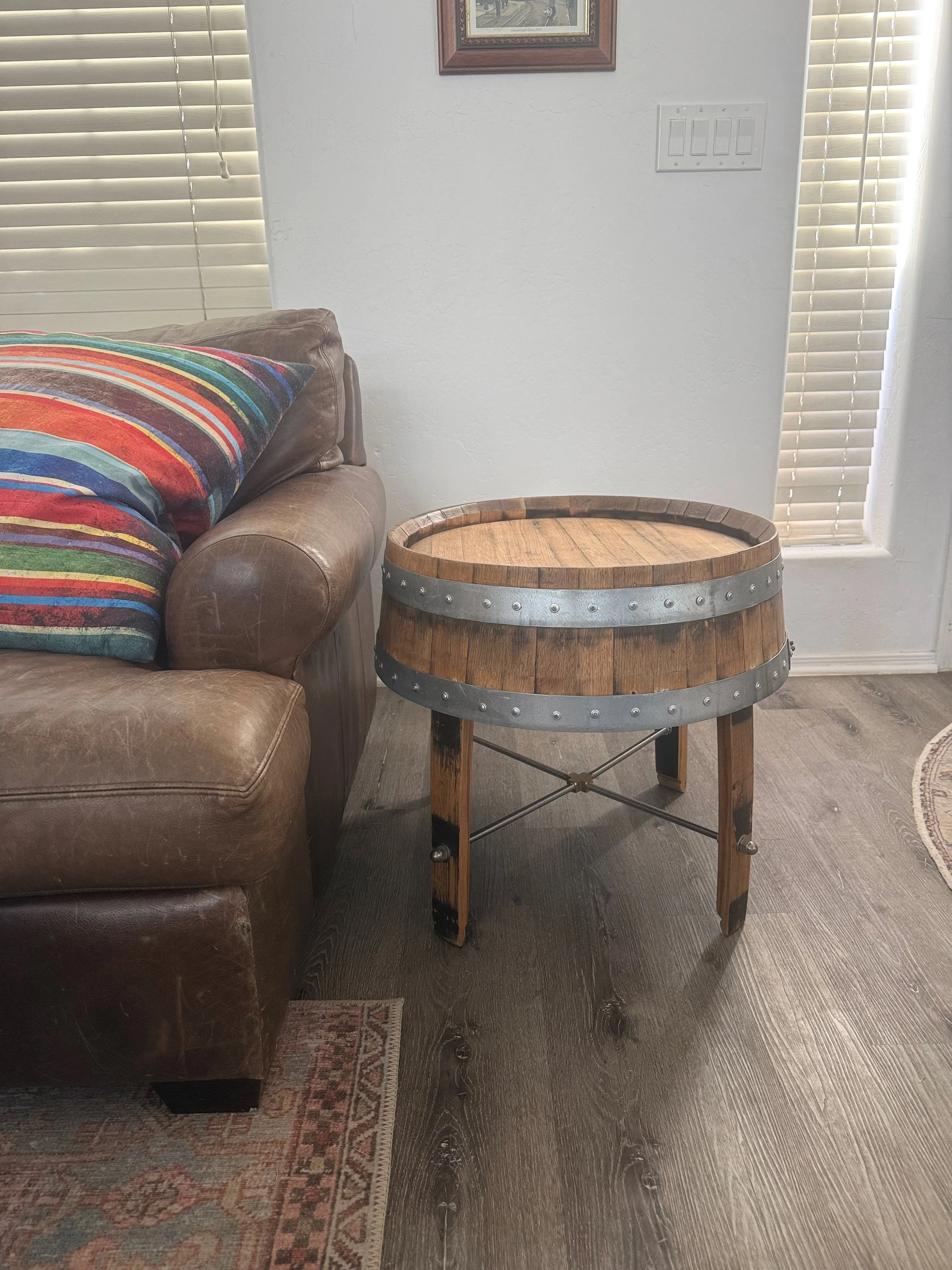 Whiskey Barrel Stave Accent Table