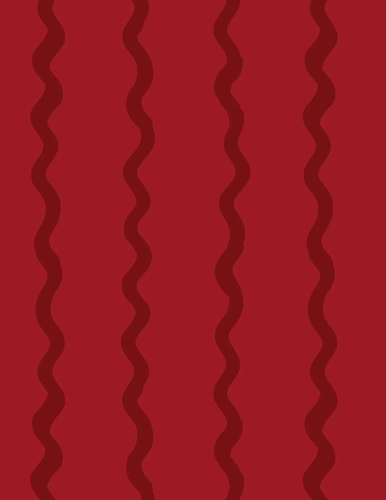 A red background with vertical stripes and wavy lines in various shades of red.