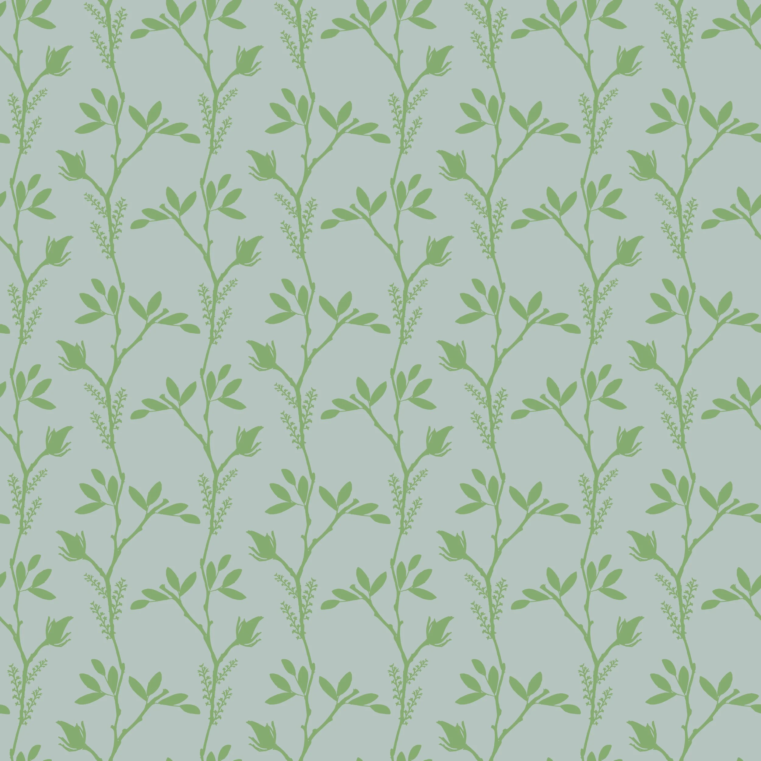 A close-up of a green leafy plant with some unopened flower buds against a soft green background.