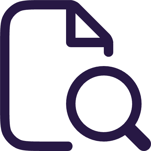 Review documents with magnifying icon