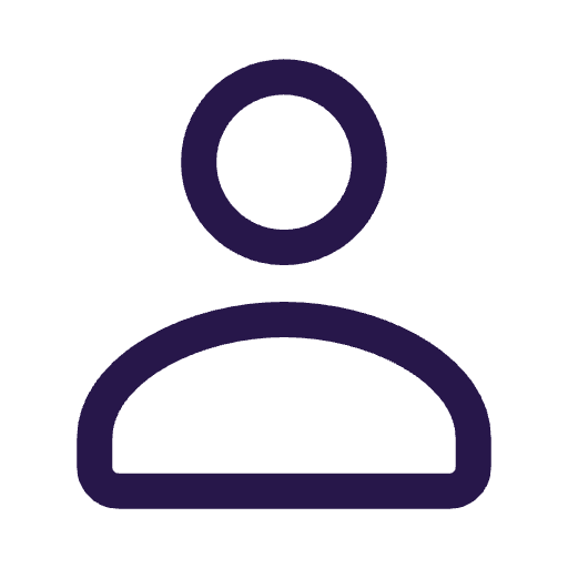Generic user profile icon with a purple outline of a person.