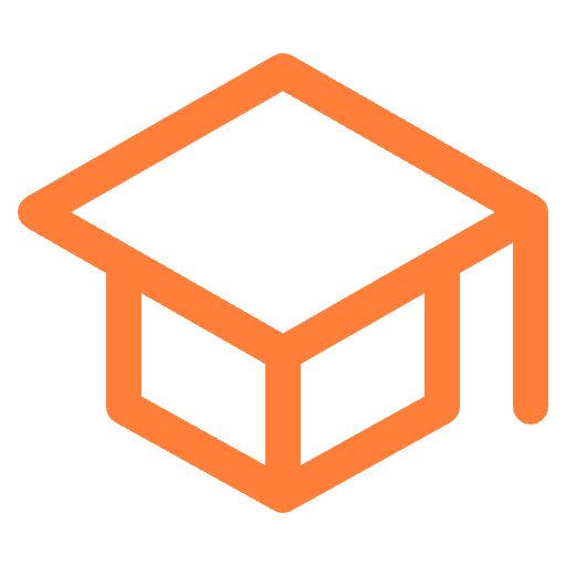 Orange graduation cap icon