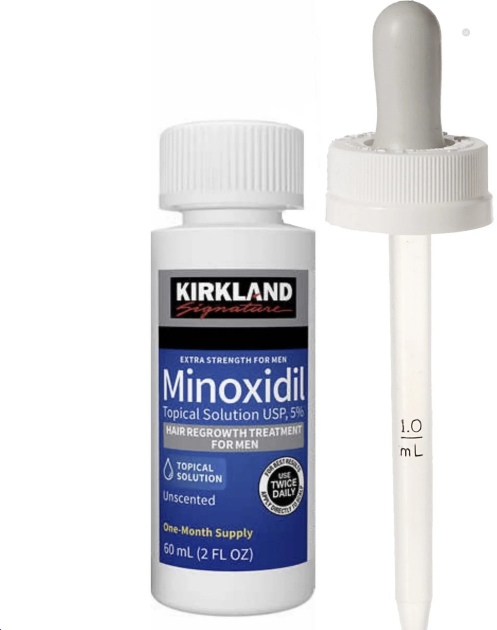 Kirkland Signature 5% Minoxidil Solution, Hair Regrowth Treatment For Men- 1 Month Supply + Dropper