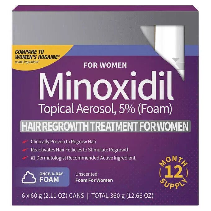 Kirkland Signature 5% Minoxidil Foam For Women  - 12 Month Supply