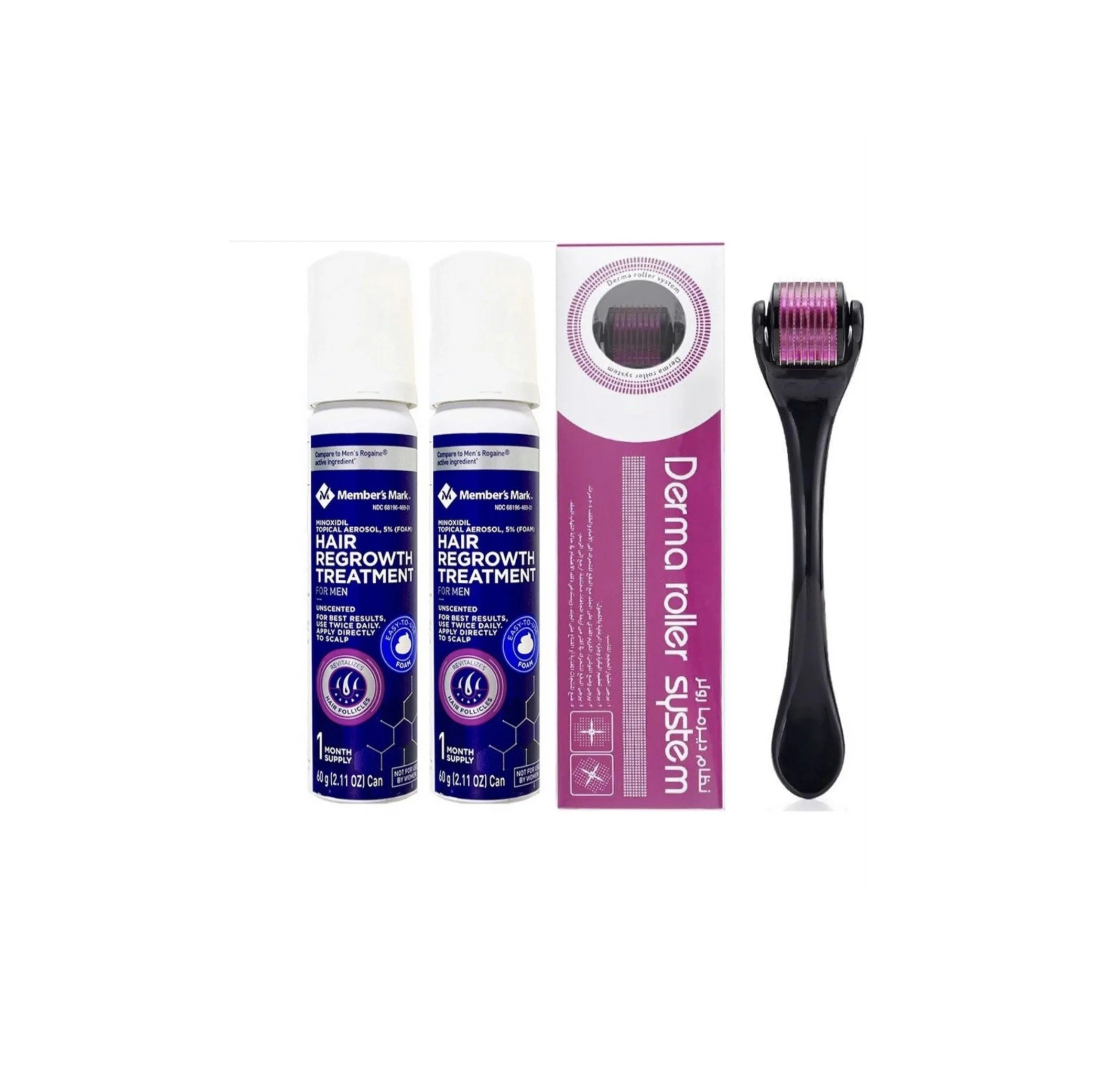 MEMBERS MARK 5% MINOXIDIL FOAM - 2 MONTH SUPPLY WITH DERMA ROLLER