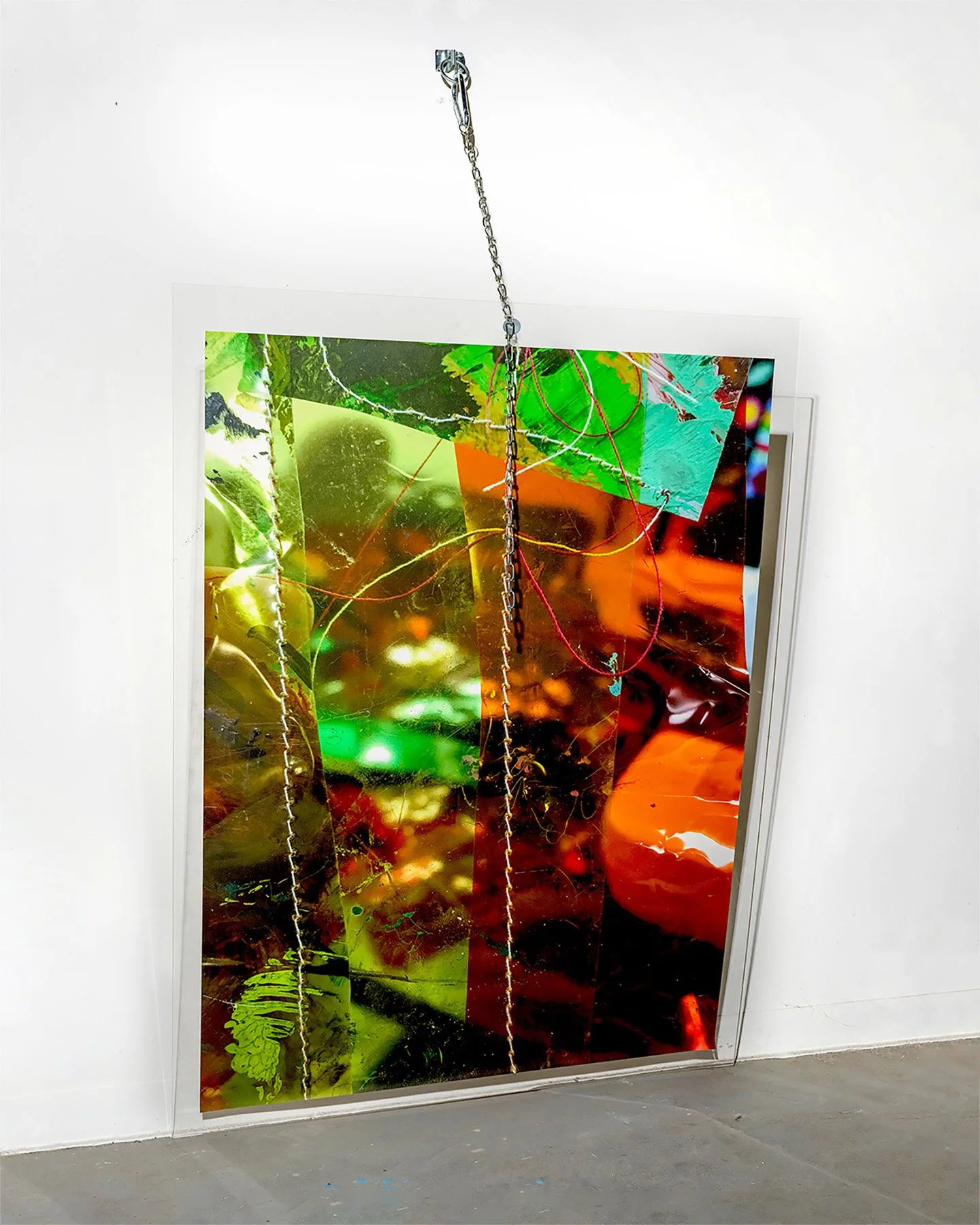 Untitled, 2019, Giclée on canvas, metal chain, 60 1/2 x 46in