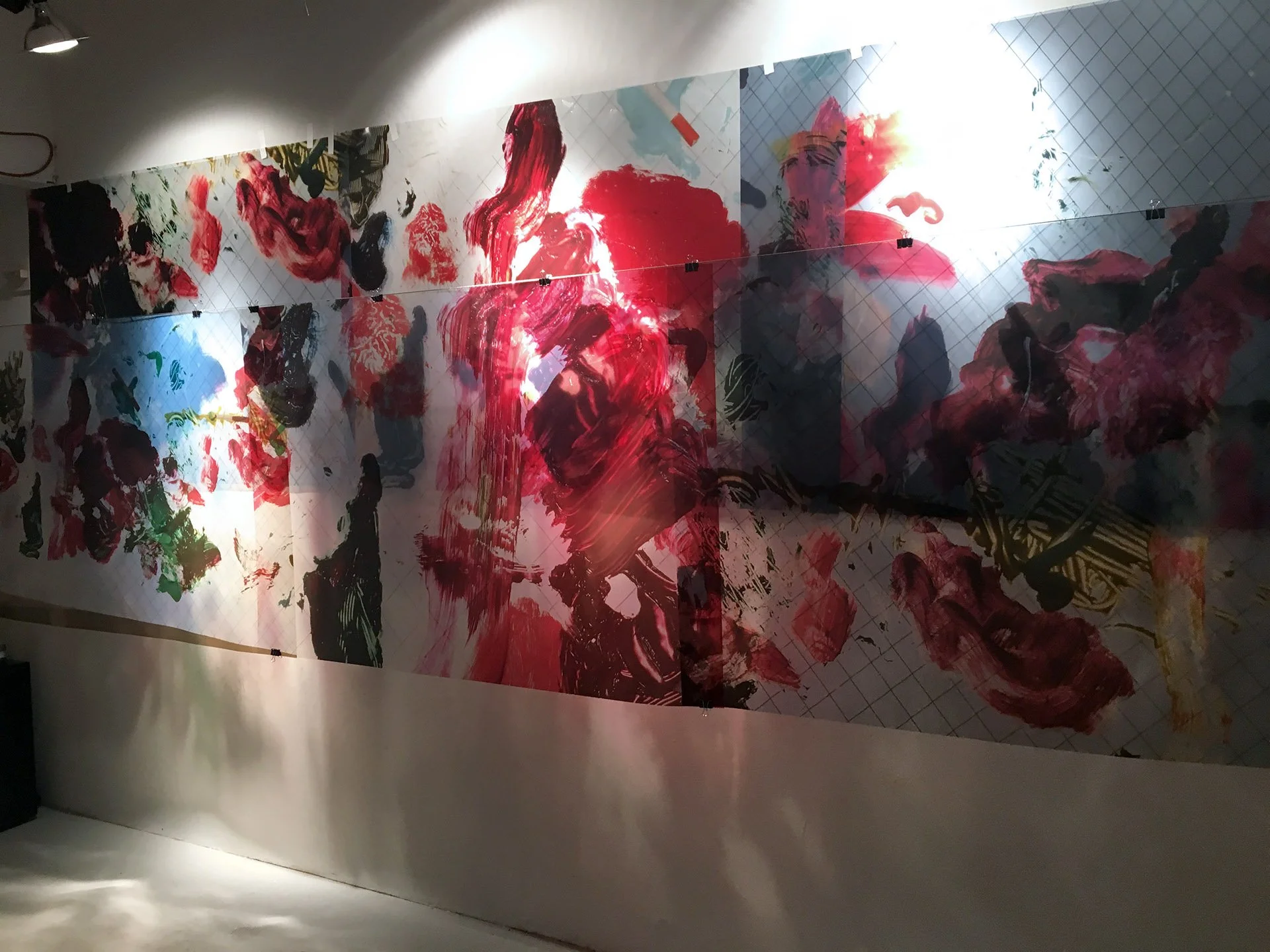 Studies for a Monument, 2018. Oil and giclée on transparent film, dimensions variable