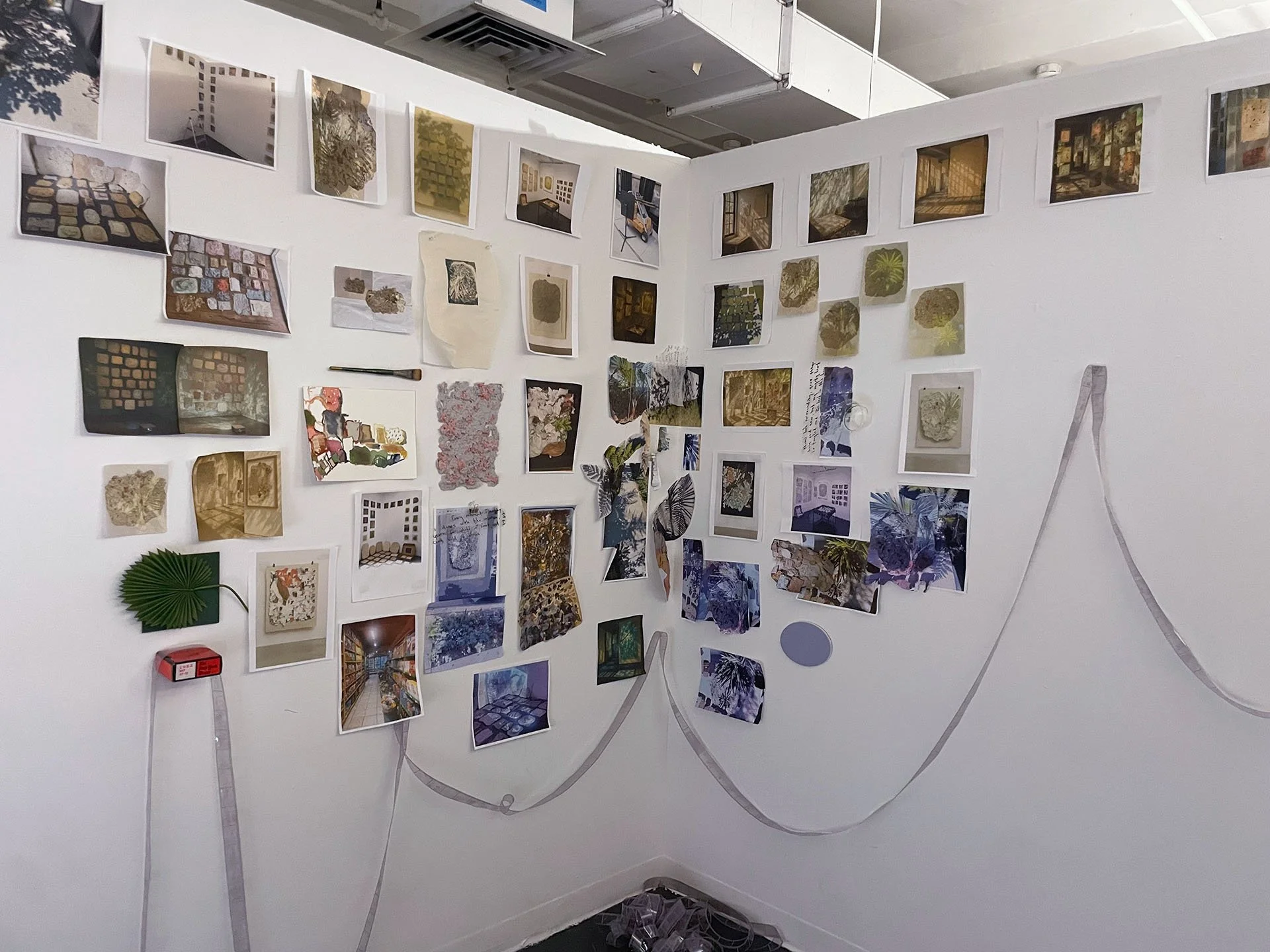 Fleeting Beauty (working method), 2025, color prints, handmade paper, watercolor, 35mm film and box, dimensions variable