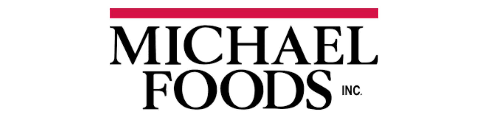 Logo for Michael Foods Inc. with black text on a white background and red design accents.