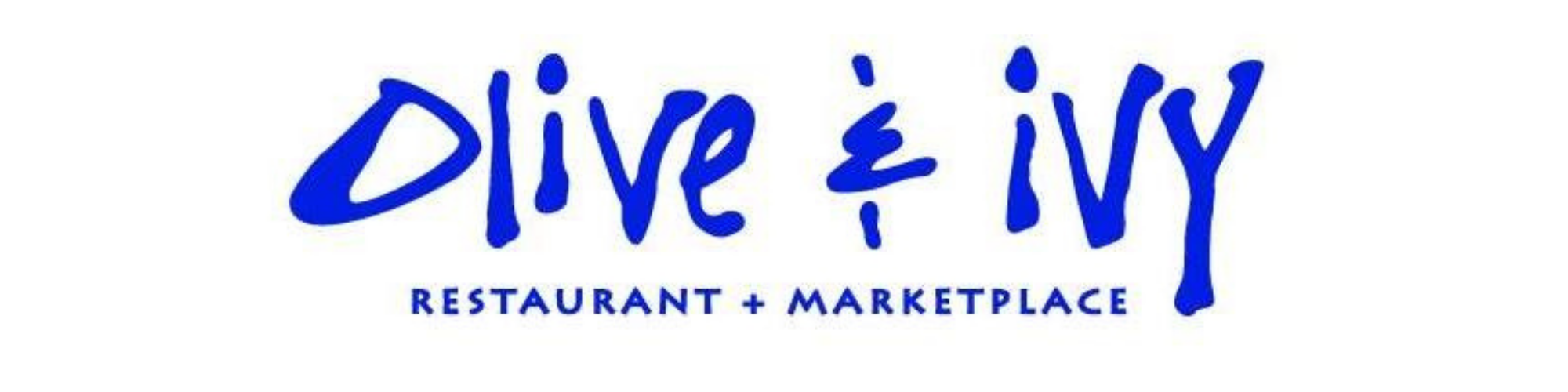 Logo for Dive & Ivy, a restaurant and marketplace, written in blue handwritten font.