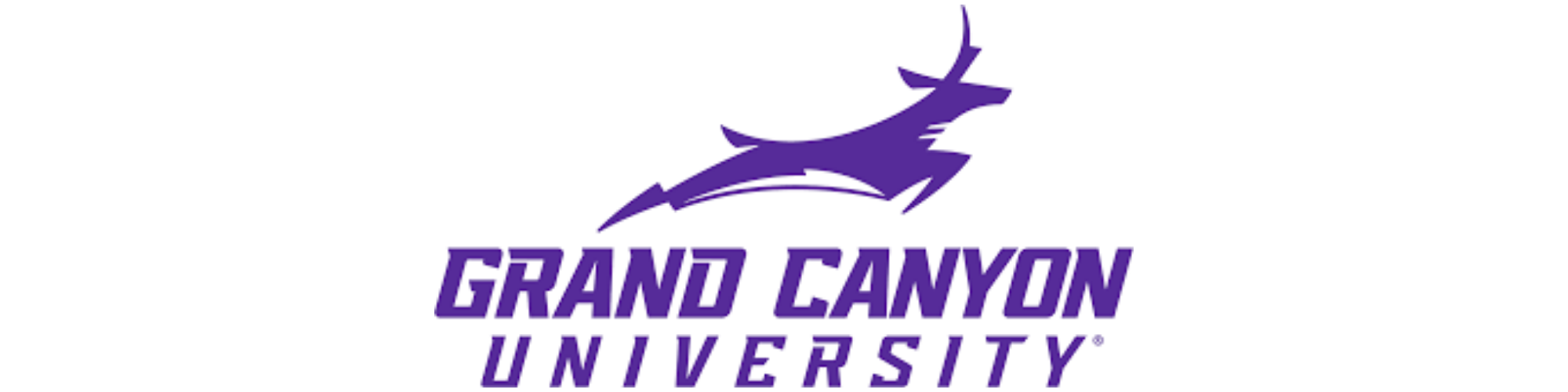 Grand Canyon University logo featuring a stylized purple elk and the text 'Grand Canyon University'.