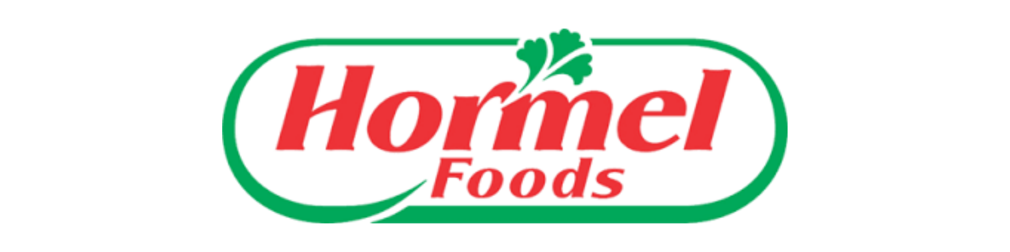 Logo of HomeFood, featuring the brand name in red font with a green parsley graphic above the text, enclosed in a green oval with a green line extending from the right side.