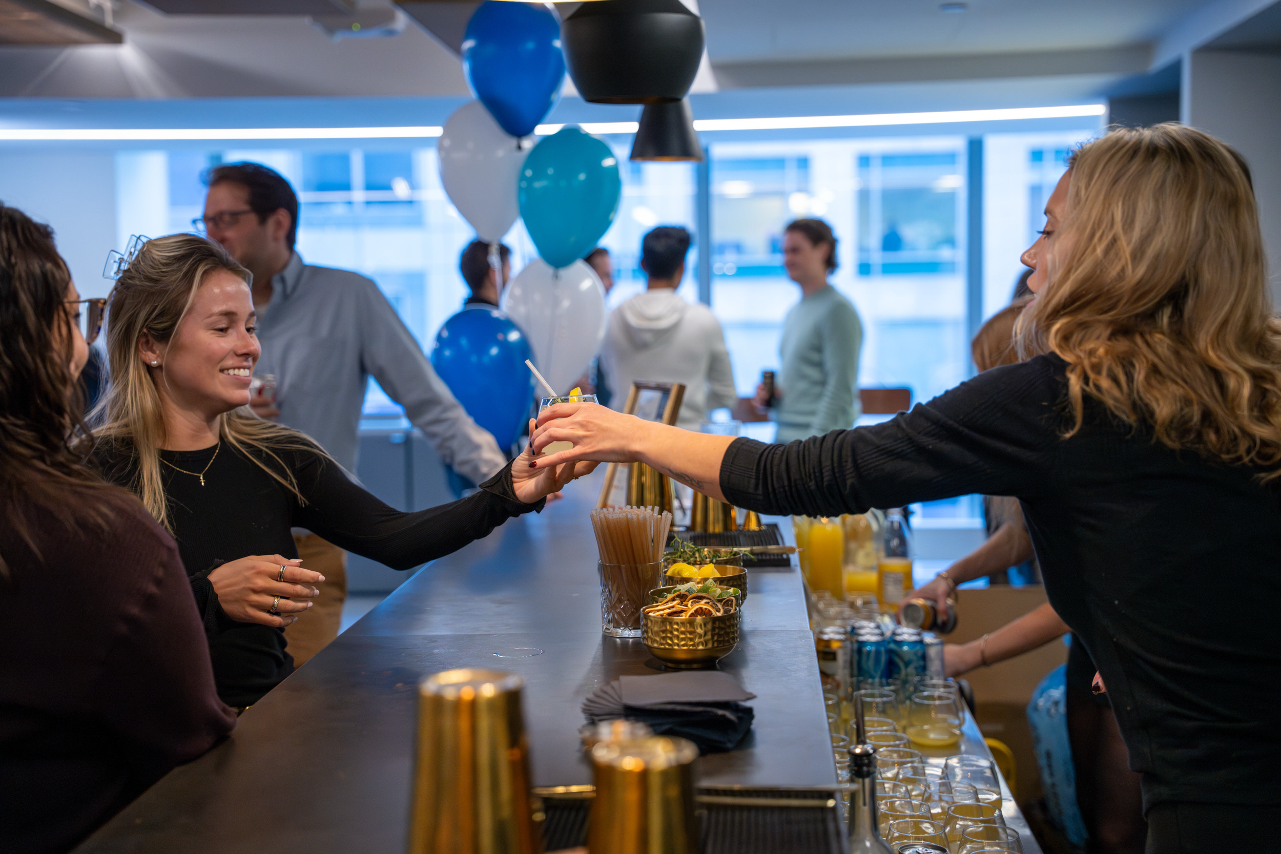 We built a cocktail menu around Grata, Blueflame AI, and DataSite — pulling from their palettes, their work, their personalities. Branding you can drink.