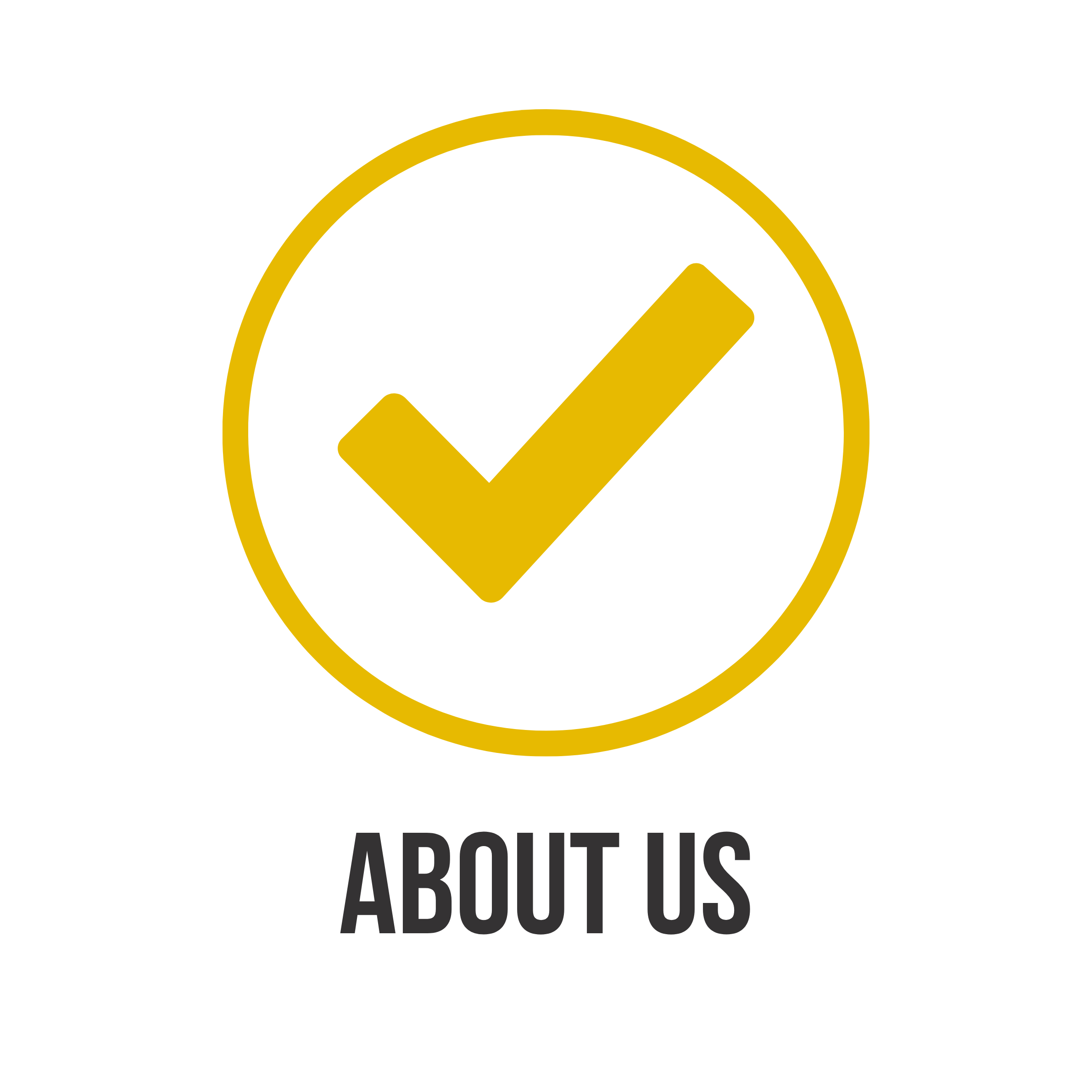 A graphic of a check mark in a circle in yellow.